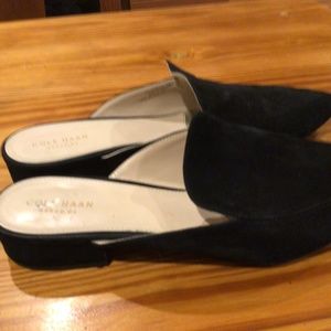 Cole Hahn Black suede leather mule slip ons